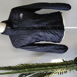 The North Face black lighter-weight patterned coat